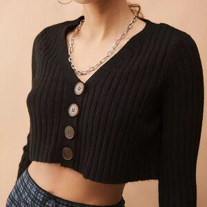 Urban Outfitters Rose Ribbed Cropped Cardigan